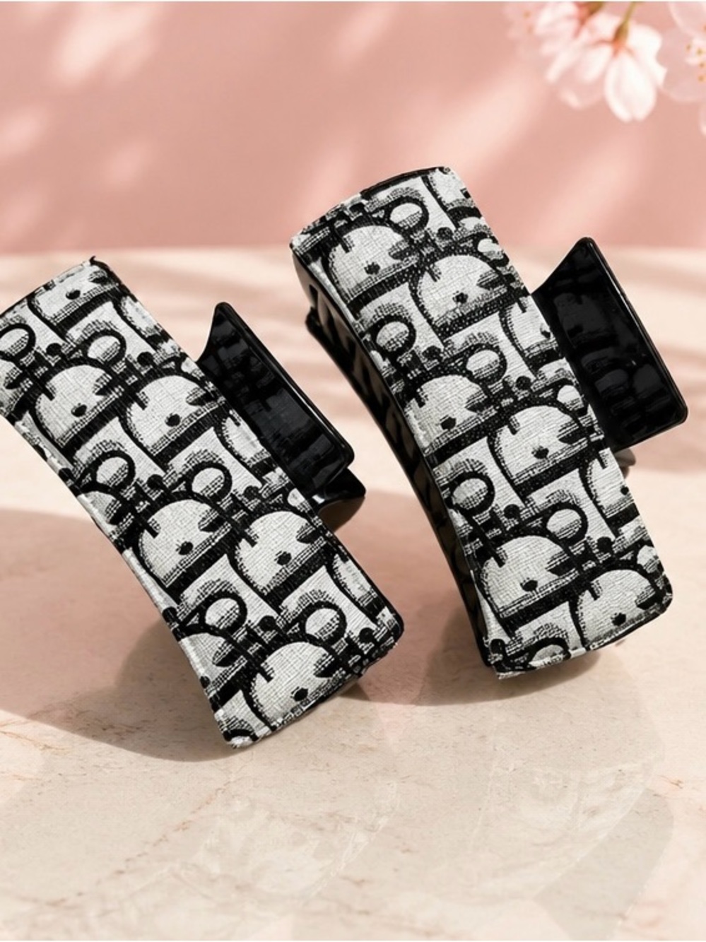 Black & White Patterned Hair Claw Clips - Set of 2